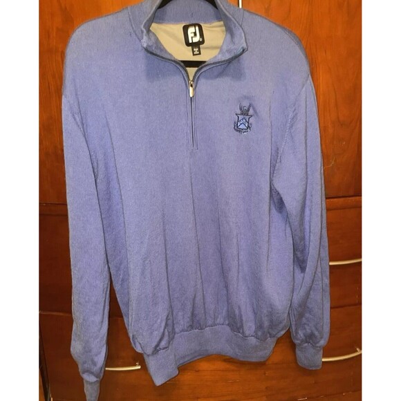 Footjoy FJ Sweater Large Blue Wool 1/4 Zip Polyester Lining Capital City Club - Picture 1 of 6